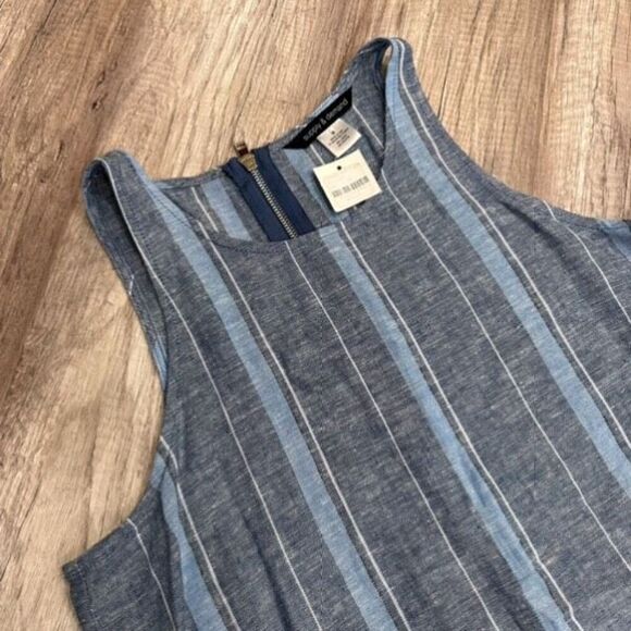 NWT Supply & Demand Women's Striped Linen Fringe Sleeveless Tank Top Blue Medium - Picture 11 of 14